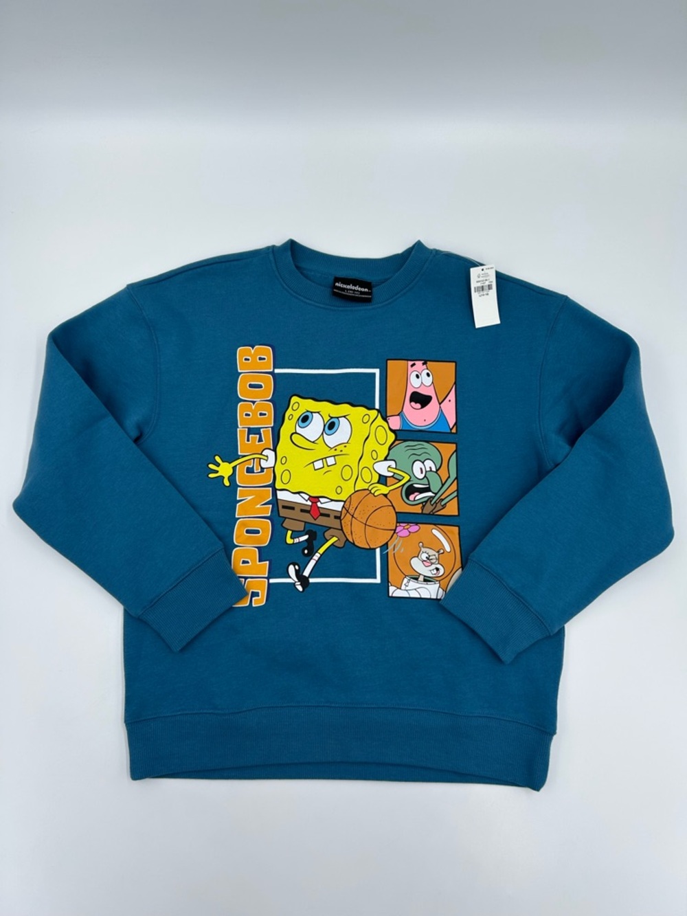 SpongeBob Graphic Teal Crewneck Sweatshirt L NWT